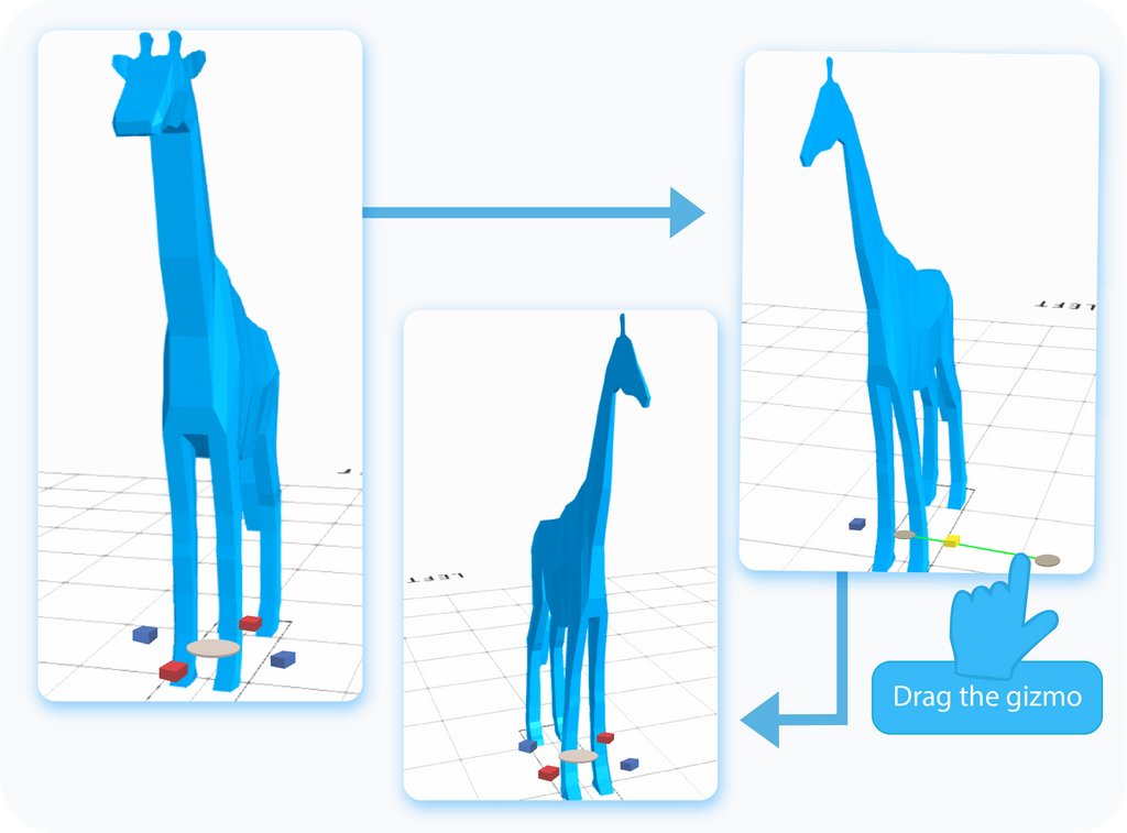 Taper the selected object by draggin the gizmo in a desired direction